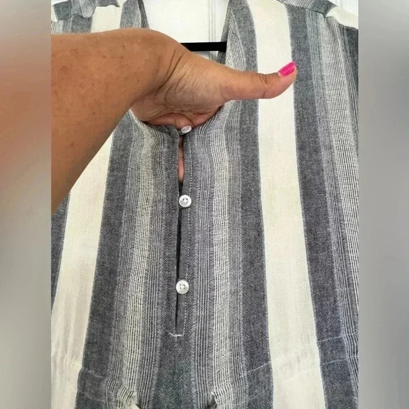Cloth & Stone women’s sleeveless striped Linen Blend Cropped Jumpsuit Size S - Picture 5 of 16
